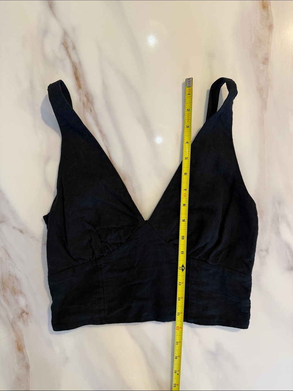 Abercrombie & Fitch Linen Smocked Back Cropped Tank Top Shirt Small Black - Picture 6 of 9